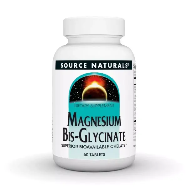 Магний Бисглицинат, Magnesium Bis-Glycinate, Source Naturals, 60 таблеток - Фото 1