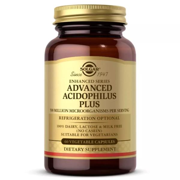 Пробиотики, Advanced Acidophilus Plus, Solgar, 60 вегетарианских капсул - Фото 1