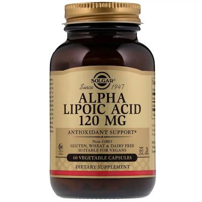 Альфа липоевая кислота, Alpha Lipoic Acid, Solgar, 120 Мг, 60 Капсул 