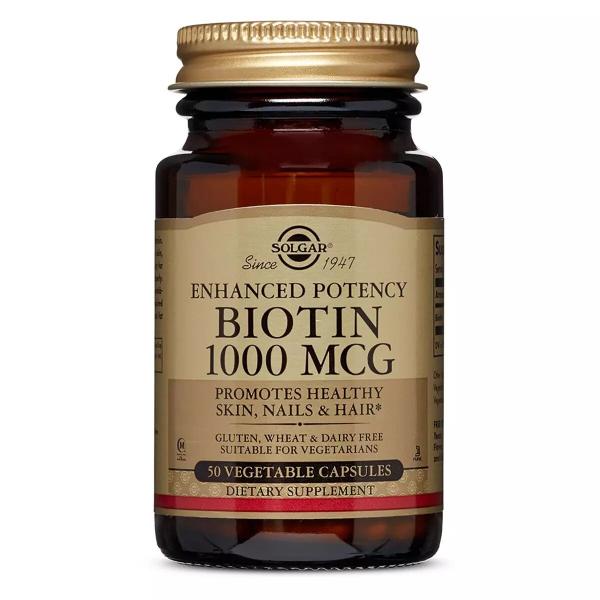 Біотин (В7), Biotin, Solgar, 1000 мкг, 50 вегетаріанських капсул - Фото 1