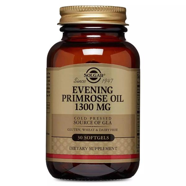 Масло примулы вечерней, Evening Primrose Oil, Solgar, 1300 мг, 30 желатиновых капсул - Фото 1