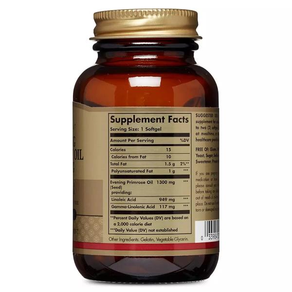 Масло примулы вечерней, Evening Primrose Oil, Solgar, 1300 мг, 30 желатиновых капсул - Фото 2