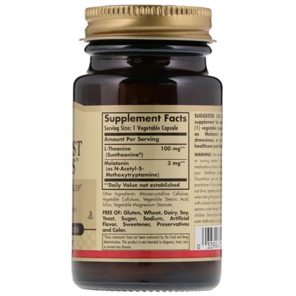 Комплекс для Сна Сладкий Сон с Мелатонином и L-теанином, Sweet Dreams, Solgar, 30 капсул - Фото 2