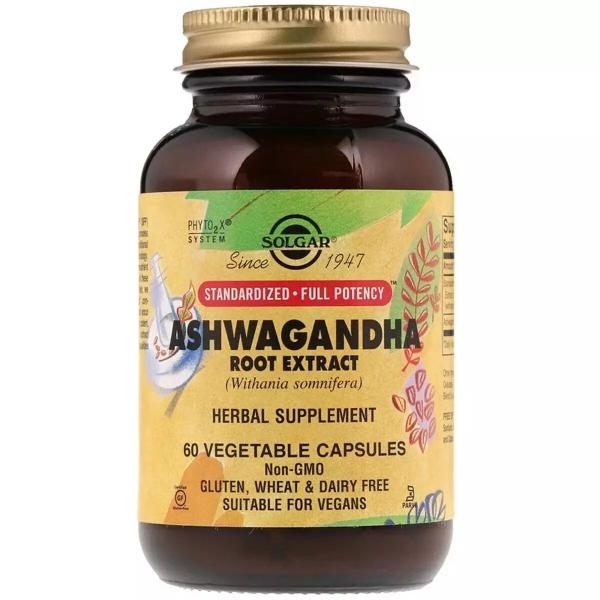 Ашваганда (экстракт корня), Ashwagandha Root Extract, Solgar, 60 капсул  - Фото 1