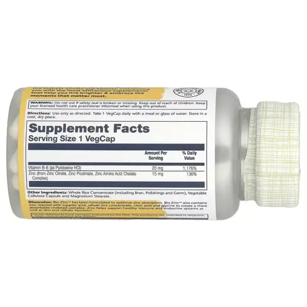 Био цинк, Bio Zinc, Solaray, 100 капсул - Фото 2