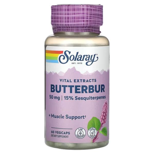 Экстракт корня белокопытника, Vital Extracts Butterbur, Solaray, 50 мг, 60 растительных капсул - Фото 1