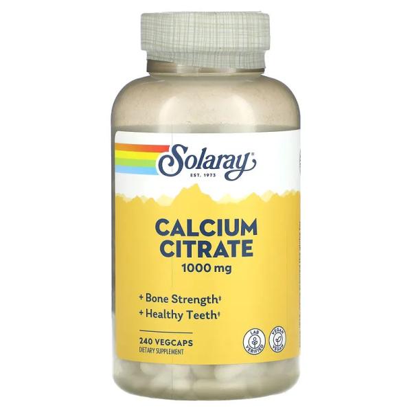 Цитрат кальция, Calcium Citrate, Solaray, 1000 мг, 240 капсул  - Фото 1
