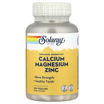Кальций, магний и цинк, Calcium, Magnesium, Zinc, Solaray, 100 капсул