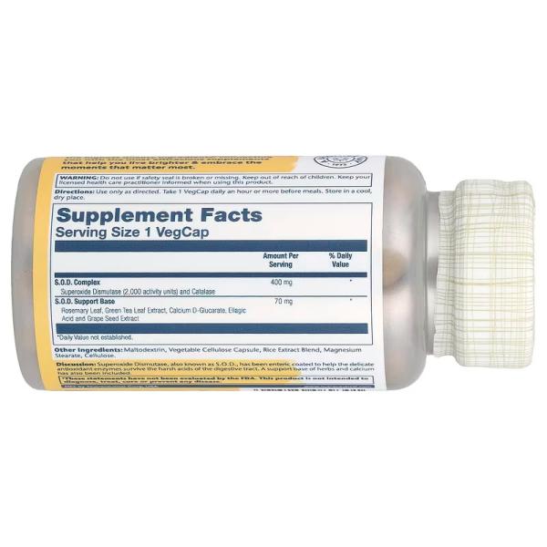 СОД с кишечнорастворимой оболочкой 2000 Plus™, Enteric Coated S.O.D. 2000 Plus, Solaray, 100 растительных капсул - Фото 2