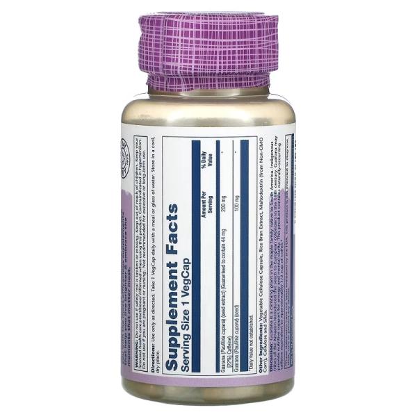 Экстракт семян гуараны, Vital Extracts Guarana, Solaray, 200 мг, 60 растительных капсул - Фото 2