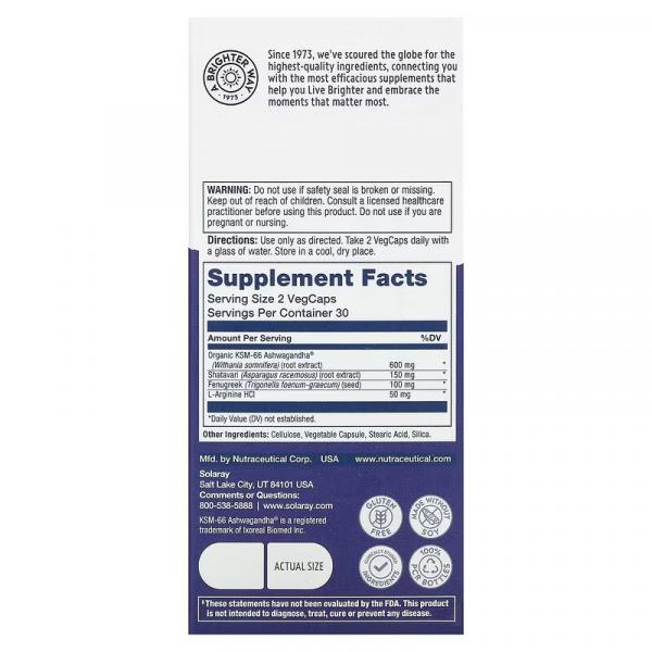 Лібідо, Libido, Solaray, Her Life Stages, 60 рослинних капсул - Фото 3