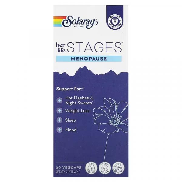 Менопауза, Menopause, Solaray, Her Life Stages, 60 растительных капсул - Фото 2