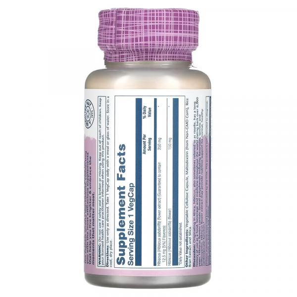Экстракт цветков гибискуса, Hibiscus Vital Extract, Solaray, 250 мг, 60 растительных капсул - Фото 2