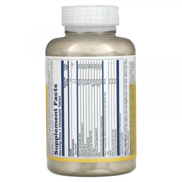 Комплекс витаминов B с витамином C, натуральный апельсин, High Potency B-Complex, Natural Orange, Solaray, 50 жевательных таблеток - Фото 2