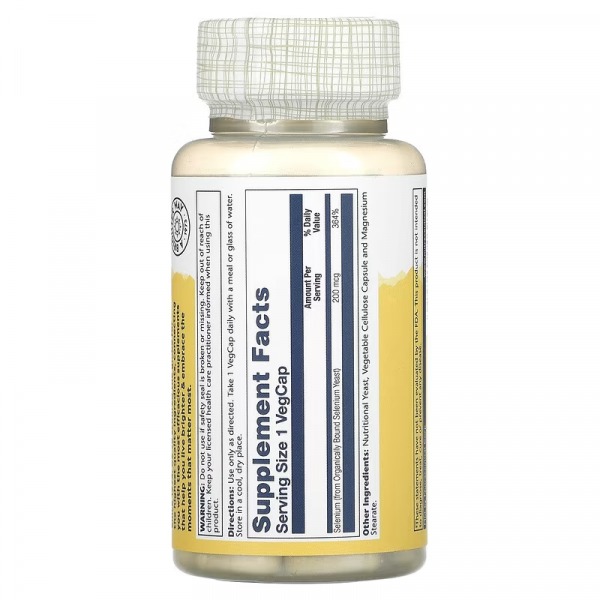 Селен, Selenium, Solaray, 200 мкг, 100 капсул - Фото 2