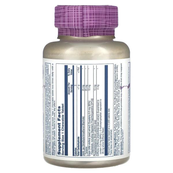 Развитие мозга для детей, вкус натурального винограда, Focus For Children, Solaray, Kids, 60 жевательных таблеток - Фото 2