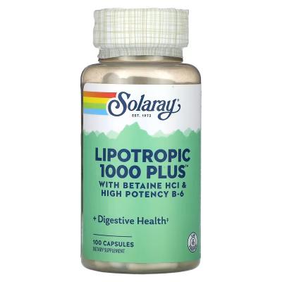 Поддержка пищеварения, Lipotropic 1000 Plus, Solaray, 100 капсул