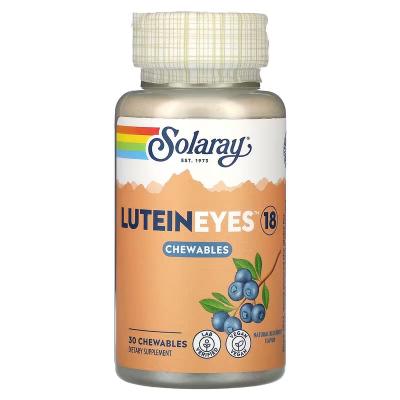 Лютеин, натуральная голубика, Lutein Eyes 18, Natural Blueberry, Solaray, 30 жевательных таблеток