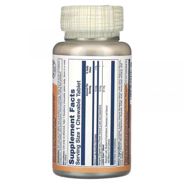 Лютеин, натуральная голубика, Lutein Eyes 18, Natural Blueberry, Solaray, 30 жевательных таблеток - Фото 2