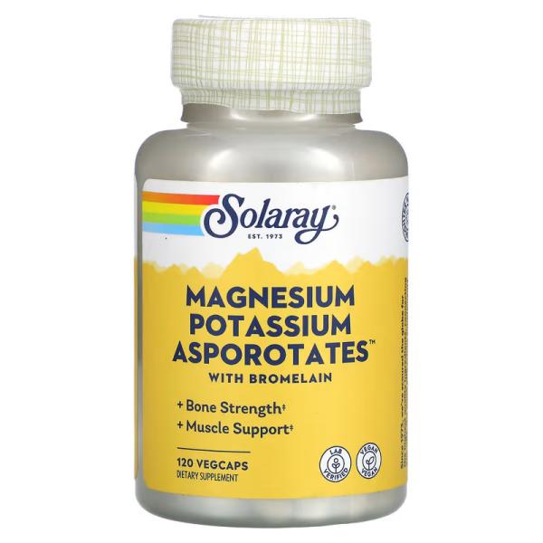 Аспартат магния и калия, Magnesium Potassium Asporotates, Solaray, 120 растительных капсул - Фото 1