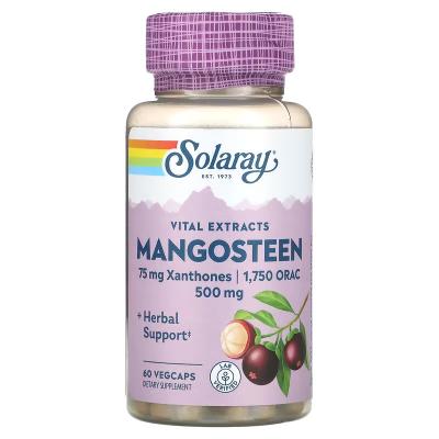 Экстракт плодов мангостана, Mangosteen Vital Extracts, Solaray, 500 мг, 60 вегетарианских капсул