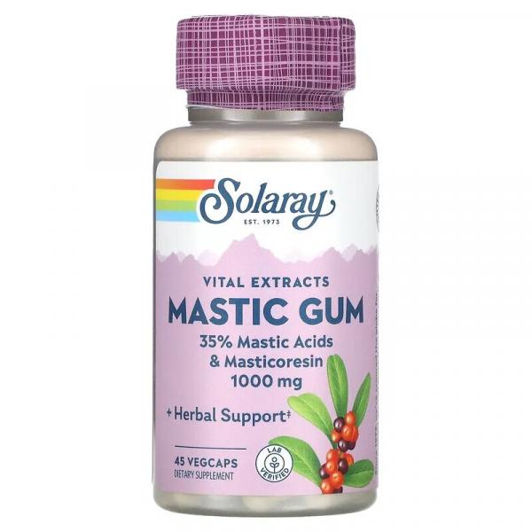 Экстракт мастиковой смолы,  Mastic Gum Extract, Solaray, 1000 мг, 45 растительных капсул - Фото 1