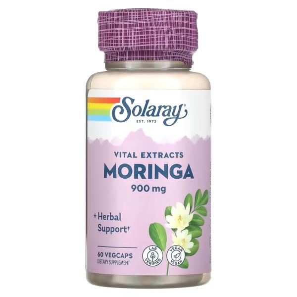 Экстракт из листьев моринги, Vital Excracts Moringa, Solaray, 450 мг, 60 растительных капсул - Фото 1