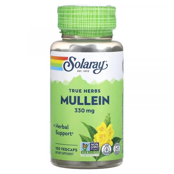 Коровяк, Mullein, Solaray, 330 мг, 100 вегетарианских капсул - Фото 1