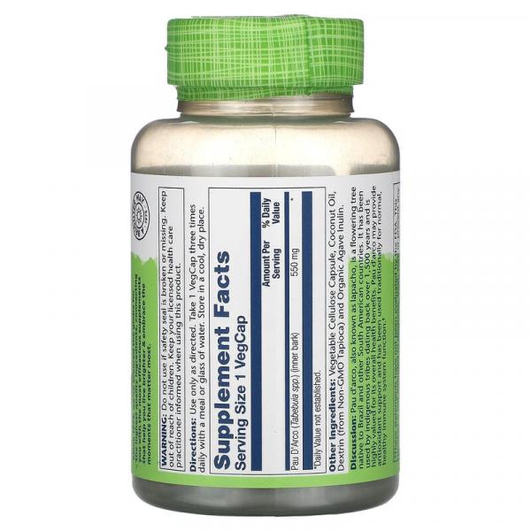 По д'арко, Pau D'Arco, Solaray, 550 мг, 100 капсул - Фото 2