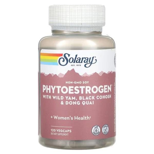 Фітоестроген з диким ямсом, чорним клопогоном та набережною донг, Phytoestrogen with Wild Yam Black Cohosh Dong Quai, Solaray, 120 рослинних капсул - Фото 1
