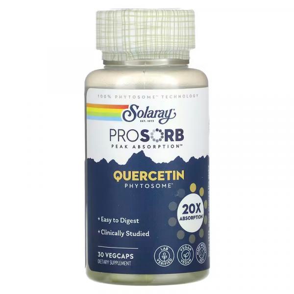 Фитосома кверцетина, Quercetin Phytosome, Solaray, 30 растительных капсул - Фото 1