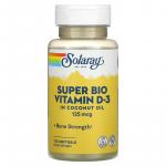 Супер био витамин D-3, 5000 МЕ, Solaray, 120 мягких таблеток  - Фото миниатюра 1