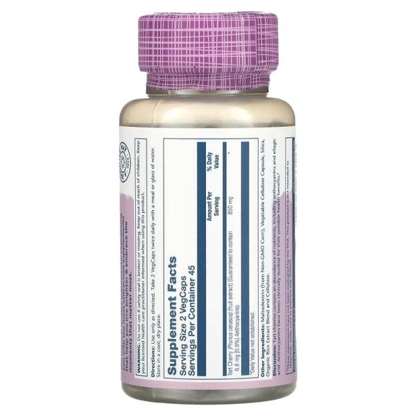 Вишня, Tart Cherry, Solaray, 850 мг, 90 растительных капсул - Фото 2