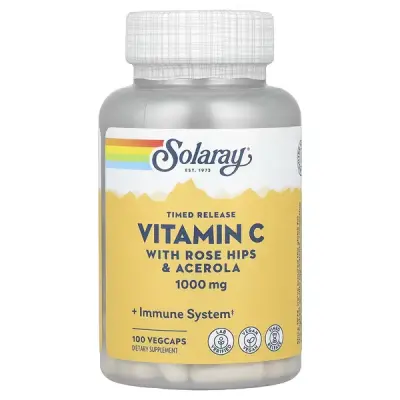 Витамин С двухфазного высвобождения, Vitamin C, Solaray, 1000 мг, 100 капсул