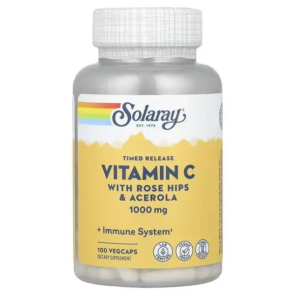 Витамин С двухфазного высвобождения, Vitamin C, Solaray, 1000 мг, 100 капсул - Фото 1