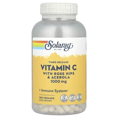 Вітамін С, Vitamin C, Solaray, двофазне вивільнення, 1000 мг, 250 капсул