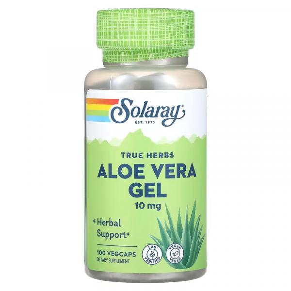 Концентрированный гель алоэ вера, True Herbs Aloe Vera Gel, Solaray, 100 растительных капсул - Фото 1