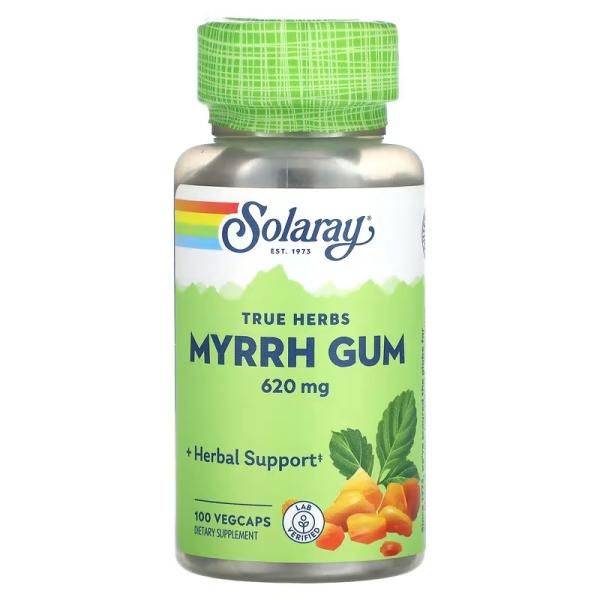 Камедь мирри, True Herbs Myrrh Gum, Solaray, 620 мг, 100 рослинних капсул - Фото 1