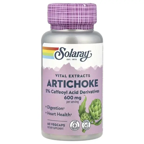 Екстракт із листя артишоку, Artichoke Leaf Extract, Solaray, 300 мг, 60 вегетаріанських капсул - Фото 1
