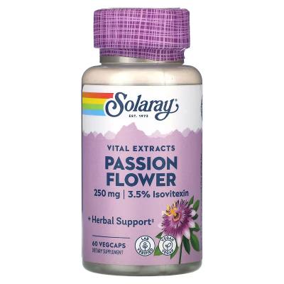 Пассифлора, Vital Extracts, Passion FLower, Solaray, 250 мг, 60 растительных капсул