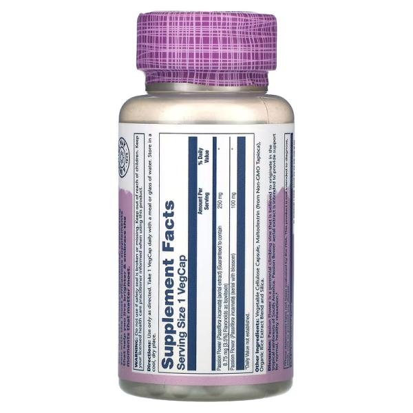 Пассифлора, Vital Extracts, Passion FLower, Solaray, 250 мг, 60 растительных капсул - Фото 2