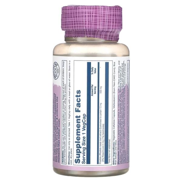 Суперэкстракт корня родиолы, Vital Extracts Super Rhodiola, Solaray, 500 мг, 60 веганских капсул - Фото 2