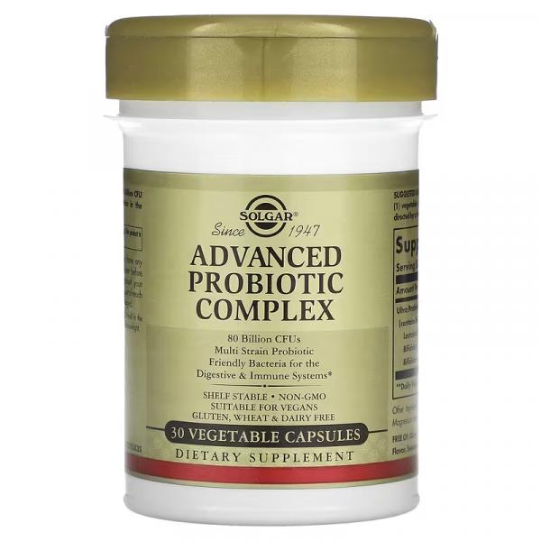 Улучшенный комплекс пробиотиков, 80 млрд КОЕ, Advanced Probiotic Complex 80 Billion CFUs, Solgar, 30 вегетарианских капсул - Фото 3