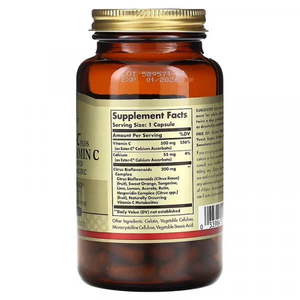 Эстер-C плюс Витамин C, Ester-C plus Vitamin C, Solgar, 500 мг, 90 капсул - Фото 2