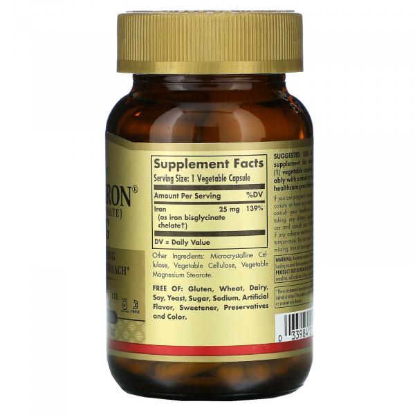 Залізо, Gentle Iron, Solgar, 25 мг, 90 капсул  - Фото 2