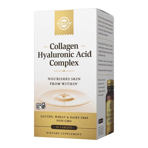 Комплекс коллагена и гиалуроновой кислоты, Hyaluronic Acid Collagen Complex, Solgar, 30 таблеток