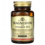 Магній з вітаміном B6, Magnesium with Vitamin B6, Solgar, 100 таблеток - Фото миниатюра 1