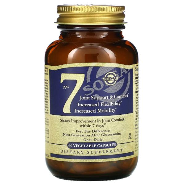 Витамины для поддержки и комфорта суставов, No.7 Joint Support & Comfort, Solgar, 60 вегетарианских капсул (SOL-50500) - Фото 1