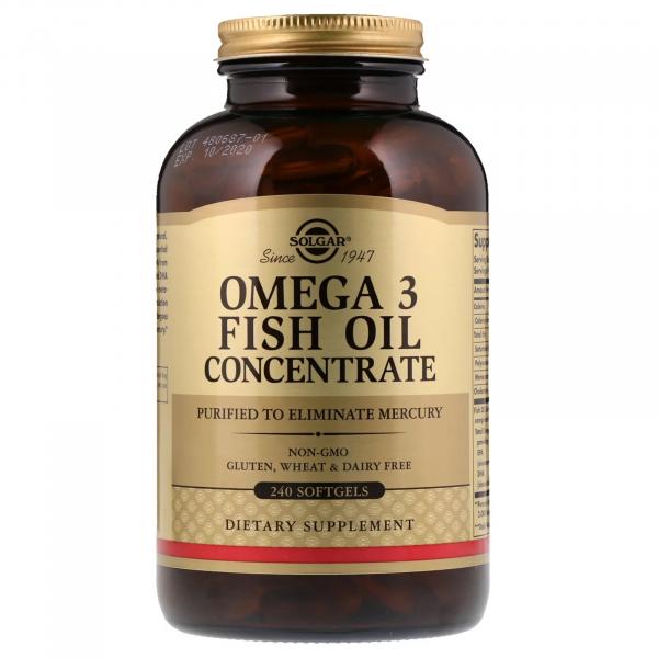 Рыбий жир в капсулах, Omega-3 Fish Oil, Solgar, концентрат, 240 капсул  - Фото 1
