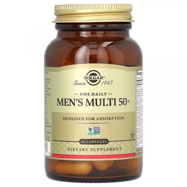 Мультивитамины для мужчин старше 50 лет, One Daily Men's Multi 50-plus, Solgar, 60 капсул - Фото 3